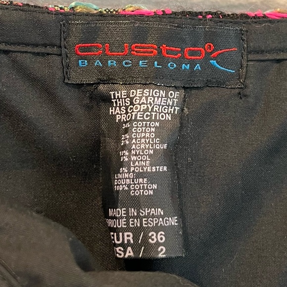 Custo Barcelona US2 EU 36 Pink/ Grey  & Black Abstract Pleated Mini Skirt W Bow - Picture 11 of 11